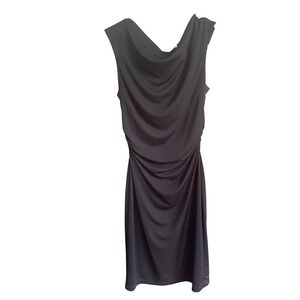 David Meister Black Ruched Side Sleeveless Dress‎ LBD 4